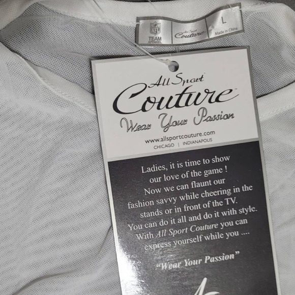 NFL Team Apparel All Sport Couture White Sheer Top Size XS New with Tag - Picture 3 of 5